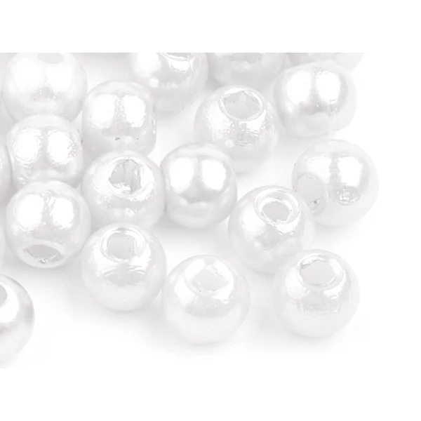 100 perles en plastique imitation perles de culture - 6 mm