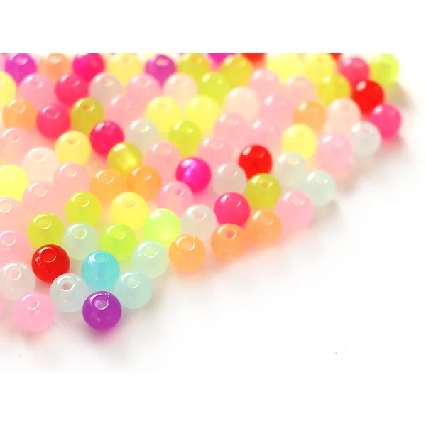 100 perles en plastique rondes 6 mm - multicolores