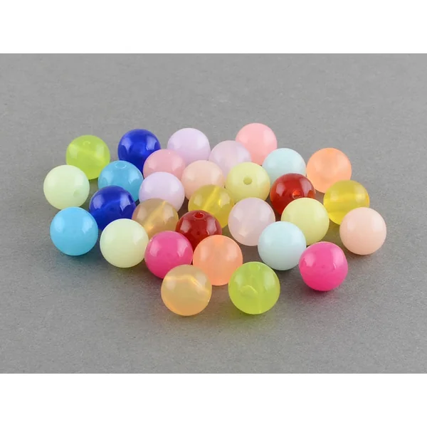 100 perles en plastique rondes 6 mm - multicolores