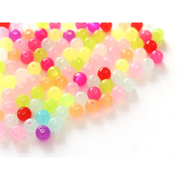 100 perles en plastique rondes 6 mm - multicolores