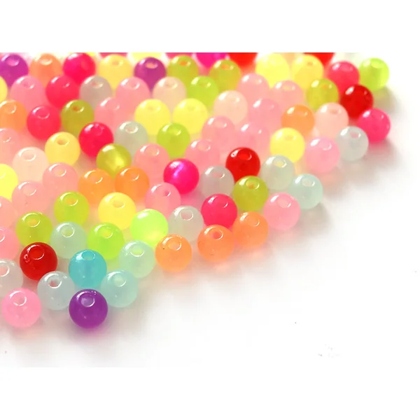 100 perles en plastique rondes 6 mm - multicolores
