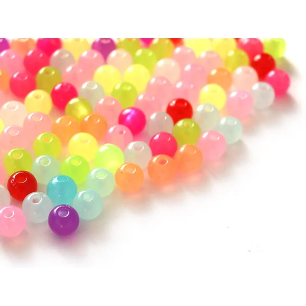 100 perles en plastique rondes 6 mm - multicolores