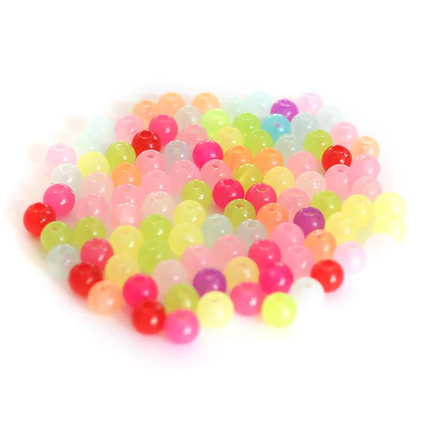 100 perles en plastique rondes 6 mm - multicolores