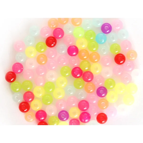 100 perles en plastique rondes 6 mm - multicolores