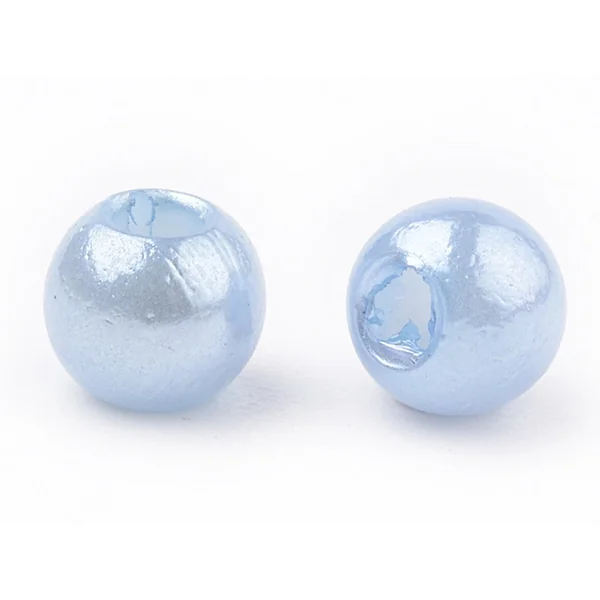 100 perles en plastique rondes imitation perles de culture - 6 mm - bleu pâle