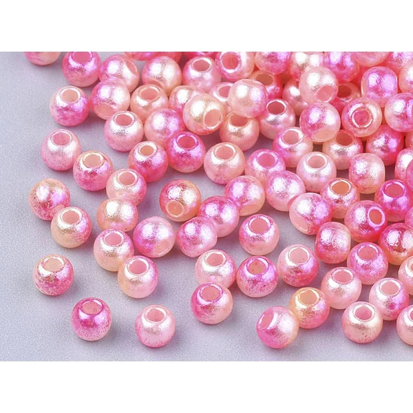 100 perles en plastique rondes imitation perles de culture - 6 mm - dégradé rose