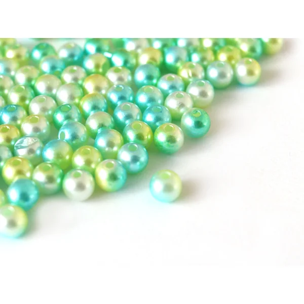 100 perles en plastique rondes imitation perles de culture - 6 mm - dégradé vert d'eau