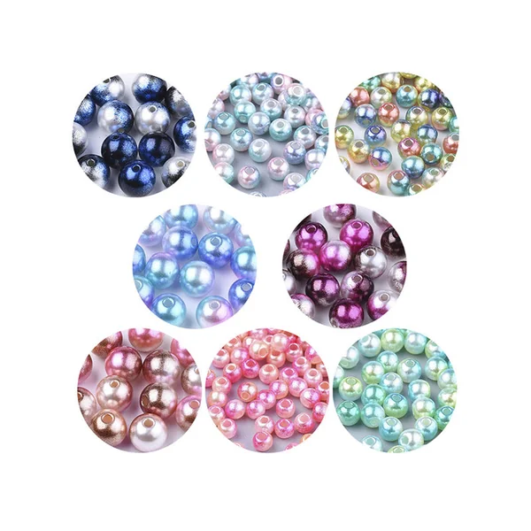 100 perles en plastique rondes imitation perles de culture - 6 mm - mix de perles dégradé