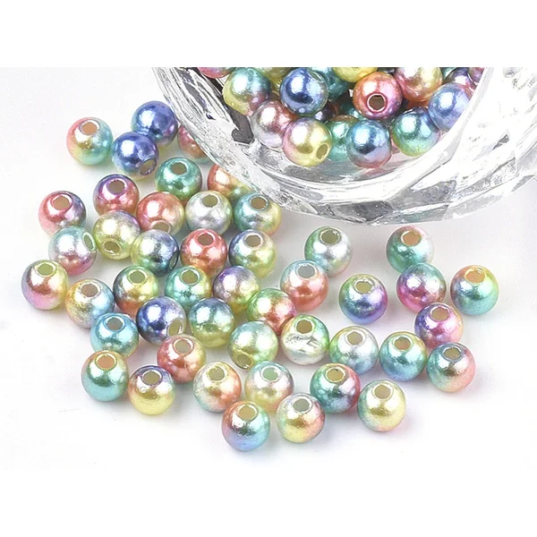 100 perles en plastique rondes imitation perles de culture - 6 mm - mix de perles dégradé
