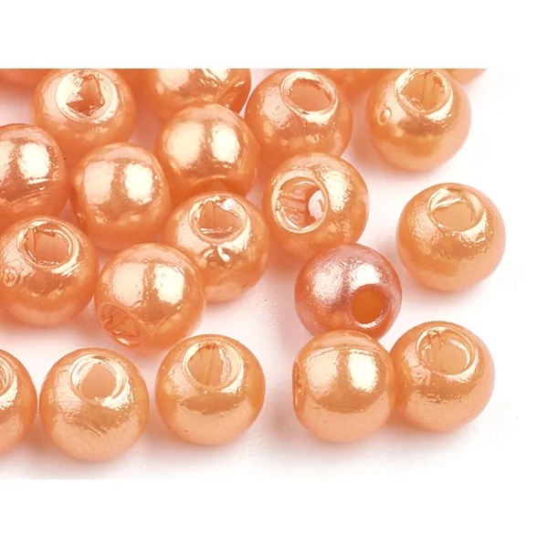 100 perles en plastique rondes imitation perles de culture - 6 mm - orange