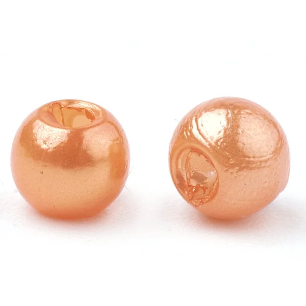 100 perles en plastique rondes imitation perles de culture - 6 mm - orange