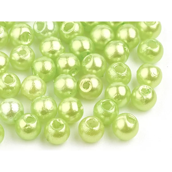 100 perles en plastique rondes imitation perles de culture - 6 mm - vert