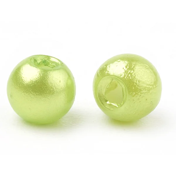 100 perles en plastique rondes imitation perles de culture - 6 mm - vert