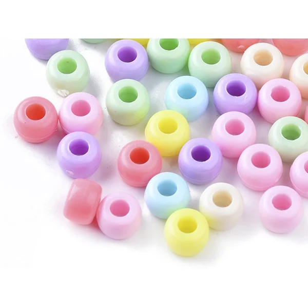 100 perles en plastiques pour enfants - Pastel - 9x6 mm