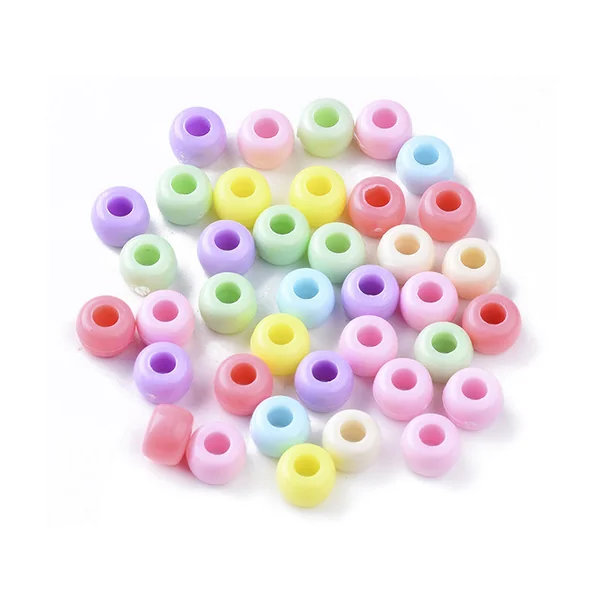 100 perles en plastiques pour enfants - Pastel - 9x6 mm
