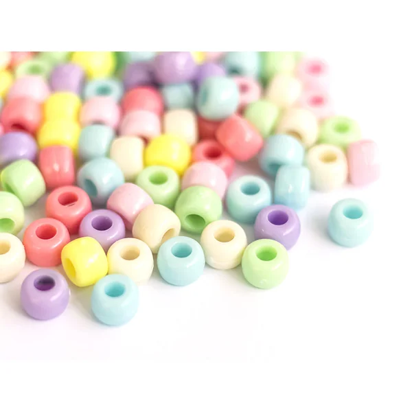 100 perles en plastiques pour enfants - Pastel - 9x6 mm