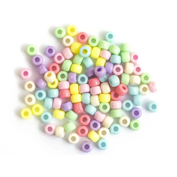 100 perles en plastiques pour enfants - Pastel - 9x6 mm