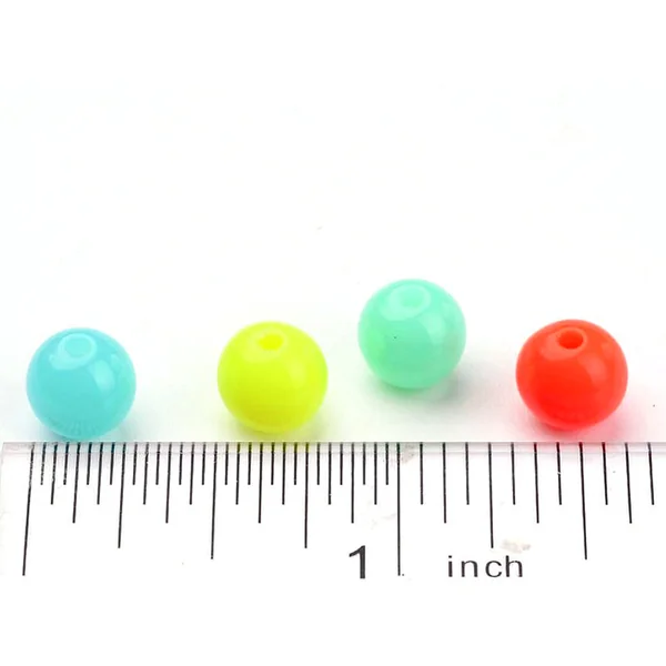 100 perles en plastiques rondes - multicolore fluo - 8 mm