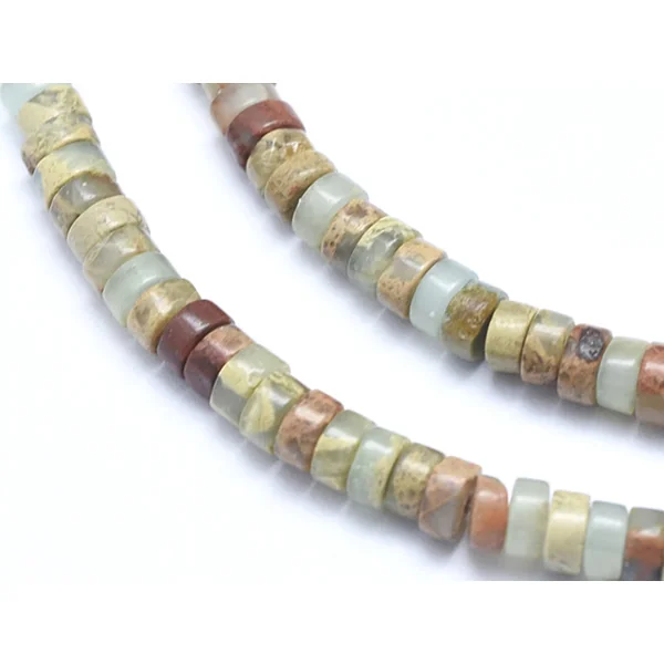 100 perles heishi naturelles 4 mm - jaspe aquaterra