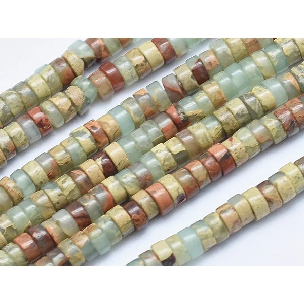 100 perles heishi naturelles 4 mm - jaspe aquaterra