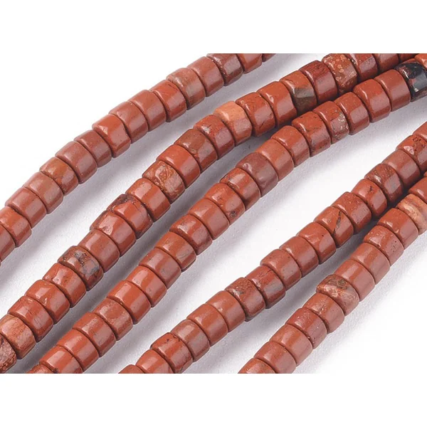 100 perles heishi naturelles 4 mm - jaspe rouge