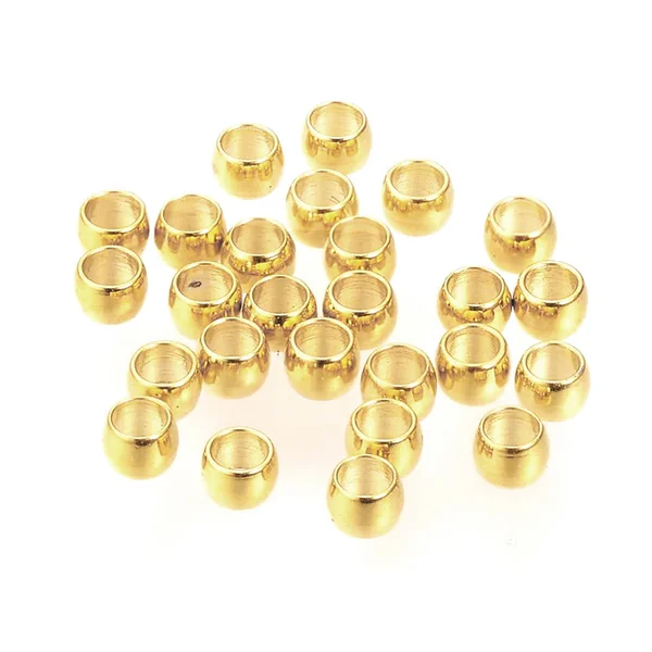 100 perles à écraser en acier inoxydable doré - 2 mm