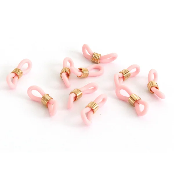 10 embouts pour cordon à lunettes - rose et doré