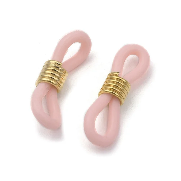 10 embouts pour cordon à lunettes - rose et doré