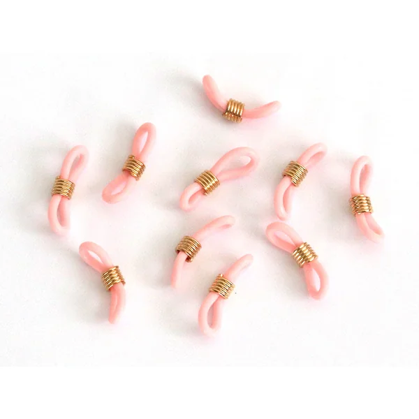 10 embouts pour cordon à lunettes - rose et doré