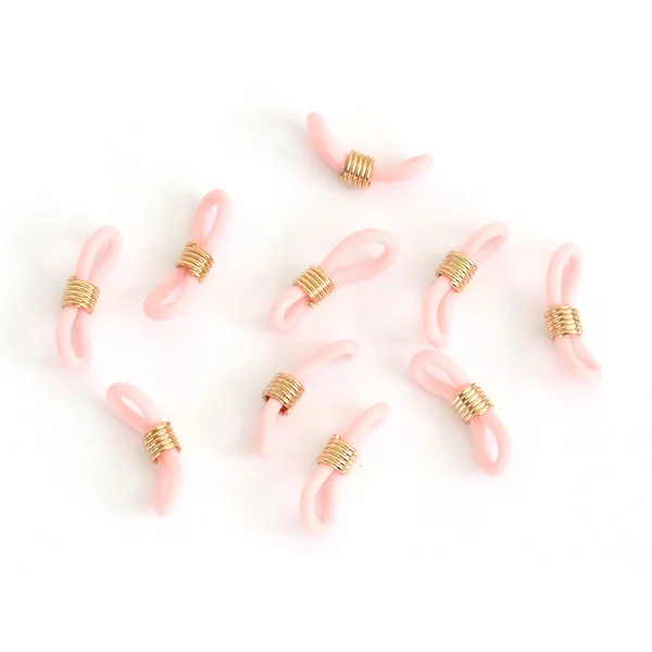 10 embouts pour cordon à lunettes - rose et doré