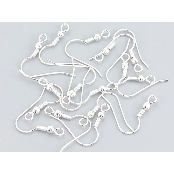 10 paires de boucles d'oreilles crochets - plaqué argent - 20 mm
