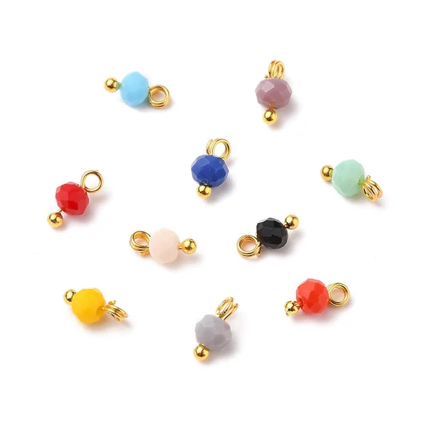 10 pendentifs / breloques - perles multicolores à facettes - 4 mm