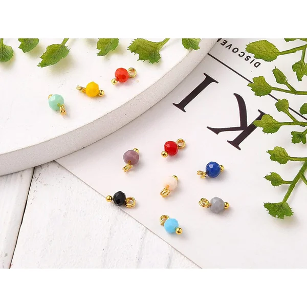 10 pendentifs / breloques - perles multicolores à facettes - 4 mm