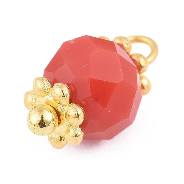 10 pendentifs / intercalaires - perles multicolores à facettes - 6 mm