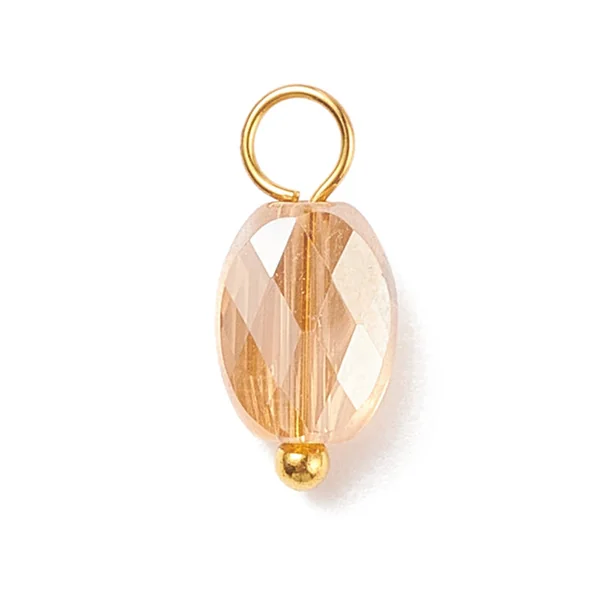 10 pendentifs irisés à facettes en verre - ovale - tons lilas - 13x6 mm
