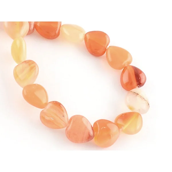 10 perles en forme de cœur en agate rouge - 10 mm