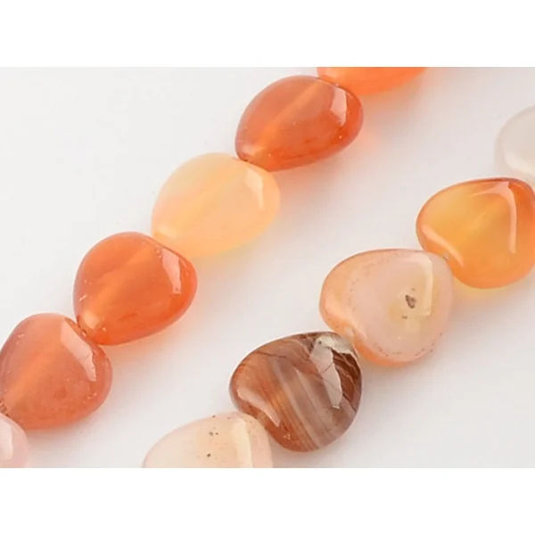 10 perles en forme de cœur en agate rouge - 10 mm