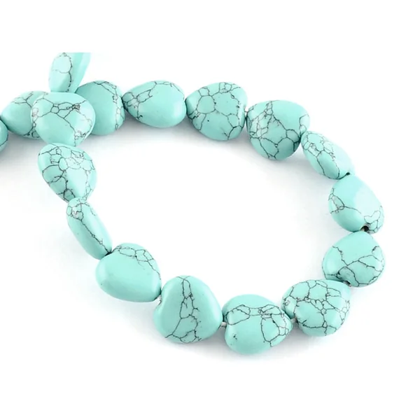 10 perles en forme de cœur en turquoise synthétique - 10 mm
