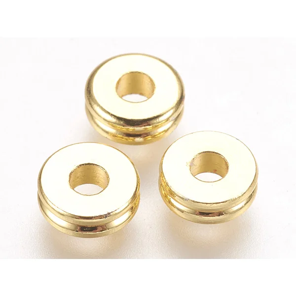 10 perles intercalaires - doré à l'or fin 24k - 6 x 2 mm