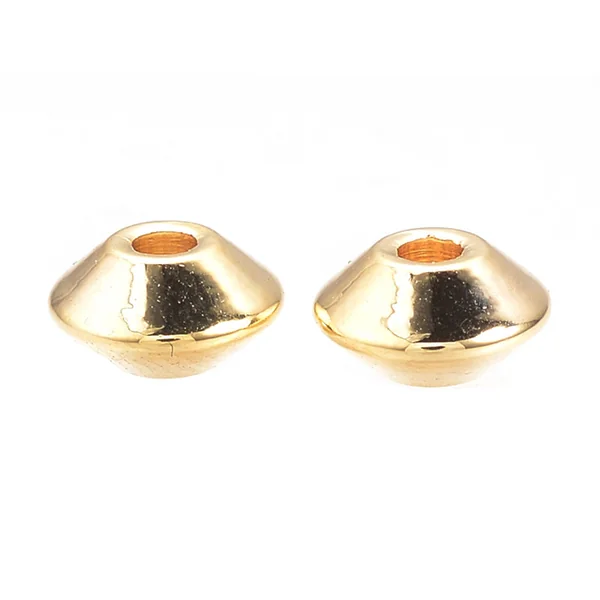 10 perles intercalaires Toupie - doré à l'or fin 18k - 7 x 4 mm