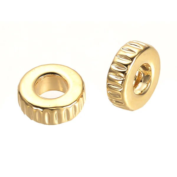 10 perles intercalaires à motifs - doré à l'or fin 18k - 6,5 x 2 mm