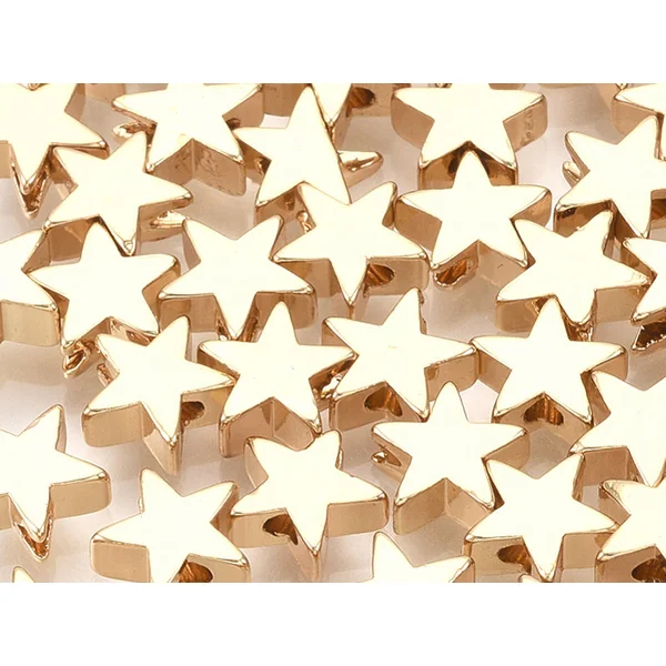 10 perles étoiles - doré à l'or fin 18k - 6 x 6 x 3 mm