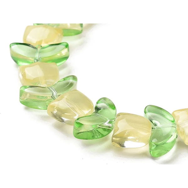 14 perles en verre - Tulipe jaune - 15 x 15 mm