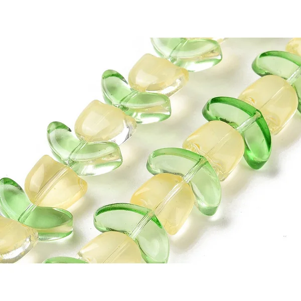 14 perles en verre - Tulipe jaune - 15 x 15 mm