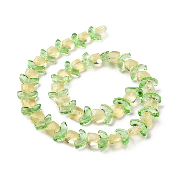 14 perles en verre - Tulipe jaune - 15 x 15 mm