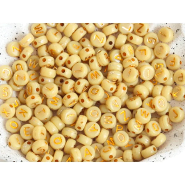 200 perles lettres dorées – Moutarde