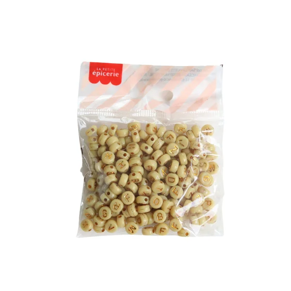 200 perles lettres dorées – Moutarde