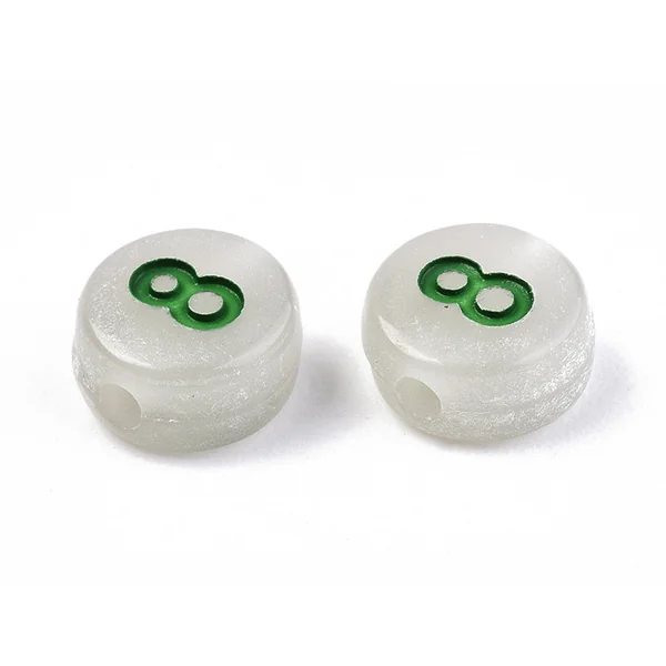 200 perles rondes en plastique - chiffres et numéros - phosphorescent et multicolore - 7 mm