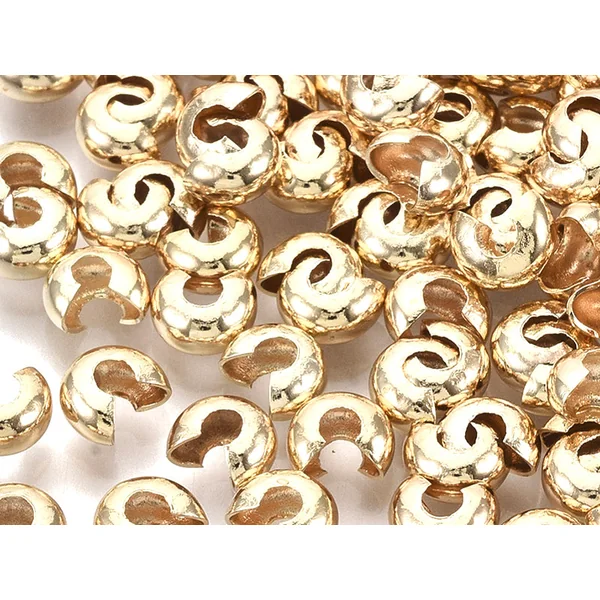 20 cache-perles à écraser - doré à l'or fin 18k - 4 mm