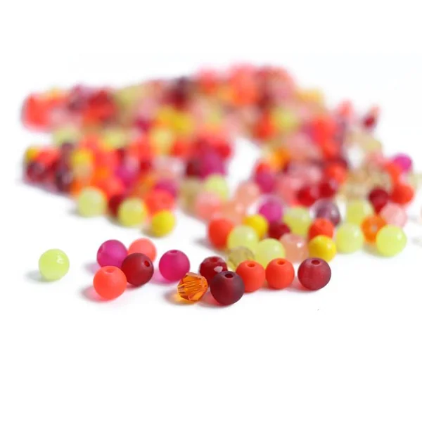 20 g de perles rondes en verre 4 mm - tons orangés